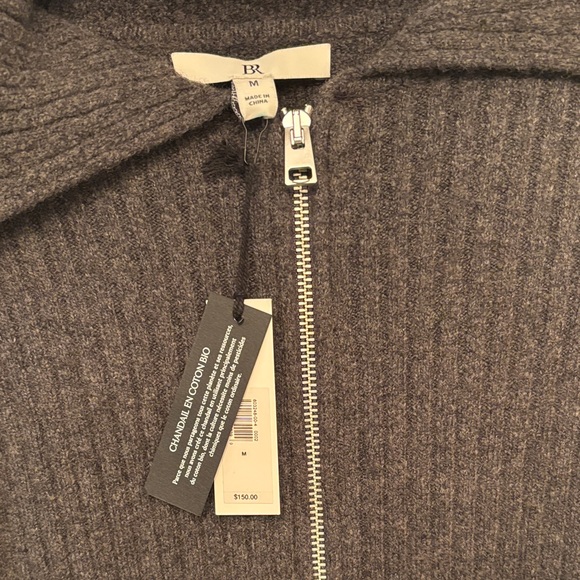 Banana Republic Gray Zip-Up Ribbed Sweater - Picture 4 of 5